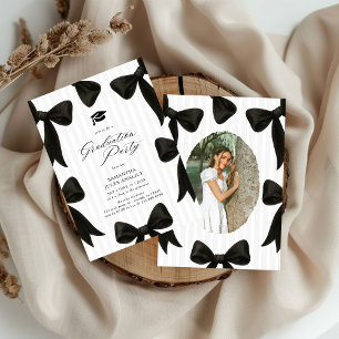 Convites Festa de Formatura com Listras e Laço Preto Modern