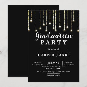 Convites festa de formatura convida aniversário em preto e 