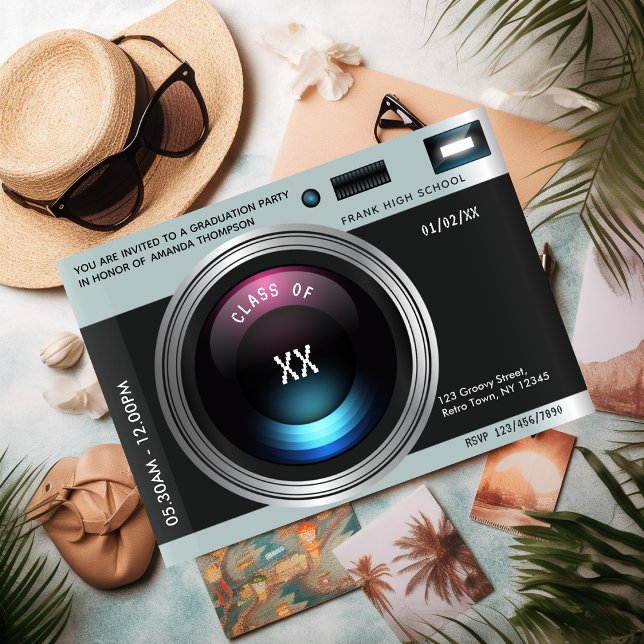 Convites Festa de formatura da câmera retrorreflectora (Criador carregado)