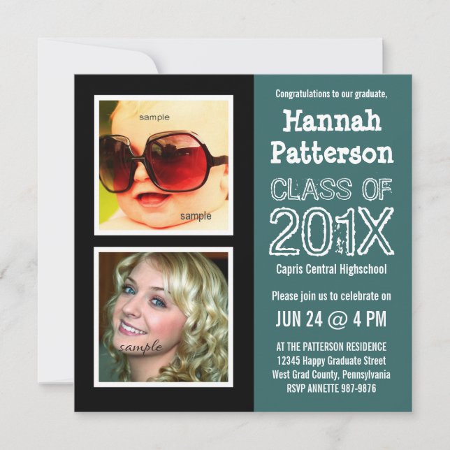 Convites Festa de formatura da cerceta com 2 fotos (Frente)