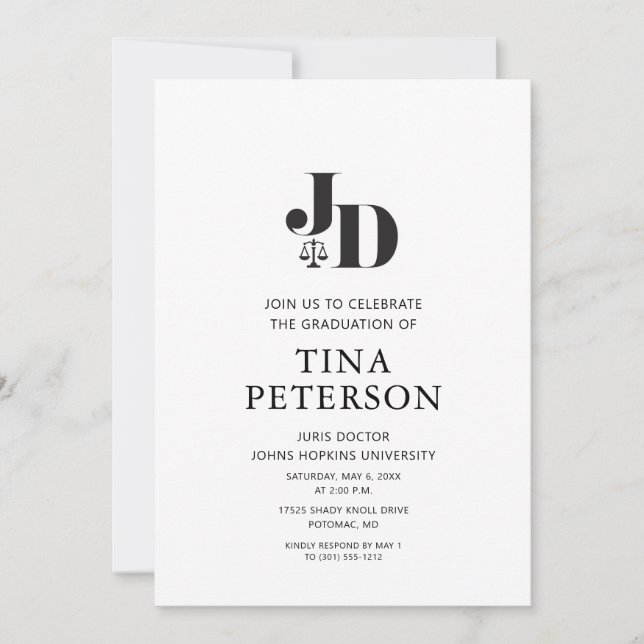 Convites Festa de formatura da Faculdade de Direito de Juri (Frente)