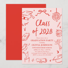 Convites Festa de Formatura da Turma de 2028 Desenhada à Mã