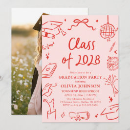 Convites Festa de Formatura da Turma de 2028 Desenhada à Mã