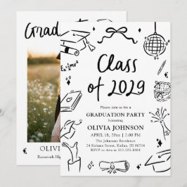 Convites Festa de Formatura da Turma de 2029 Desenhada à Mã