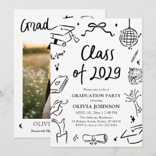 Convites Festa de Formatura da Turma de 2029 Desenhada à Mã