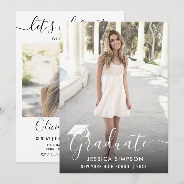 Convites Festa de formatura de 2 FOTOGRAFIAS Simples Modern (Frente/Verso)