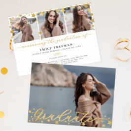 Convites Festa de formatura de 4 fotos da Tendy Dourada Sta