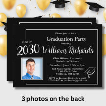 Festa de formatura de 4 fotos preto-e-branco elega
