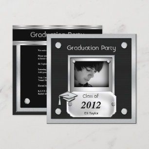 Convites Festa de formatura de aparência de metal preto