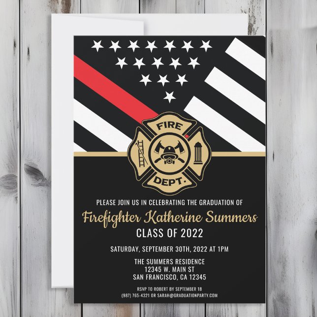 Convites Festa de formatura de bombeiro Sinalizador fino de (Perfect invitation to invite guests to celebrate the new fire academy graduate in fire fighting!)