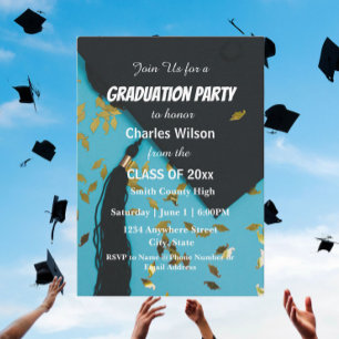 Convites Festa de formatura de boné de formatura e Confetti