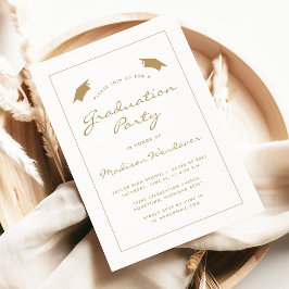 Convites festa de formatura de Borda Branca Dourada Clássic
