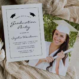 Convites festa de formatura de borda branca e preta de 2024
