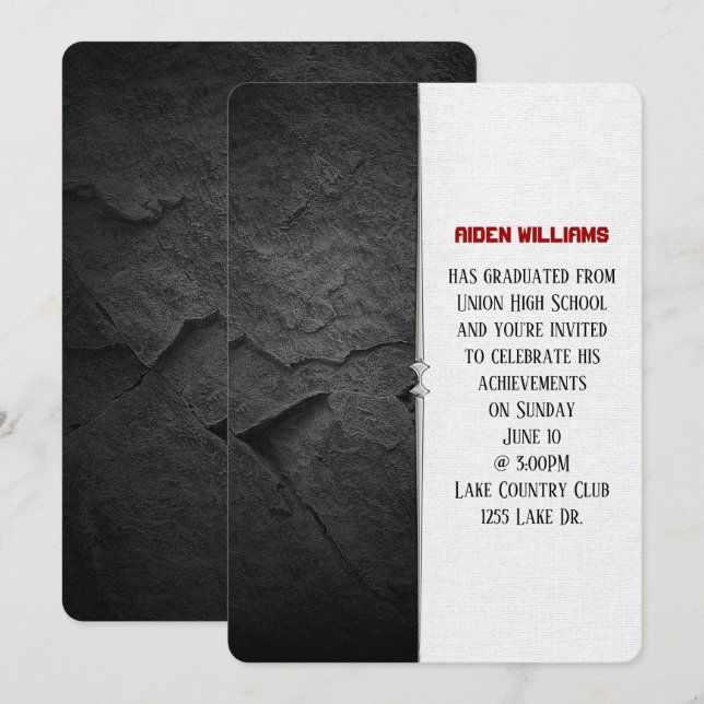 Convites festa de formatura de borda negra (Frente/Verso)