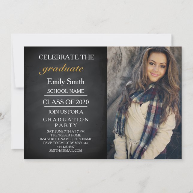 Convites Festa de formatura de Celebração do Quadro Preto (Frente)