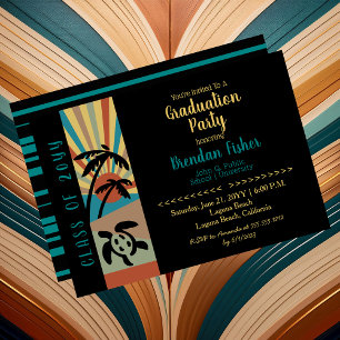 Convites Festa de formatura de Cena Sunset de Retro Beach