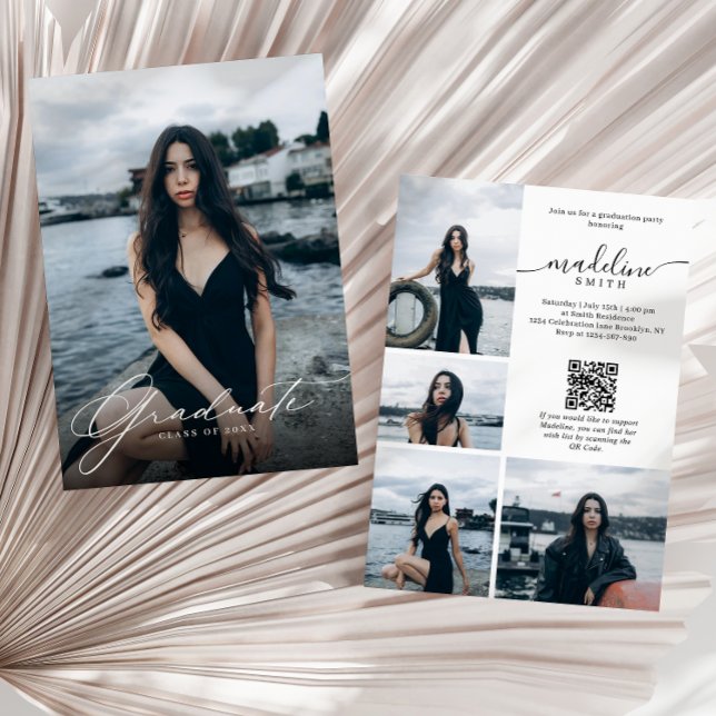Convites Festa de formatura de código QR da Colagem de Foto (Criador carregado)