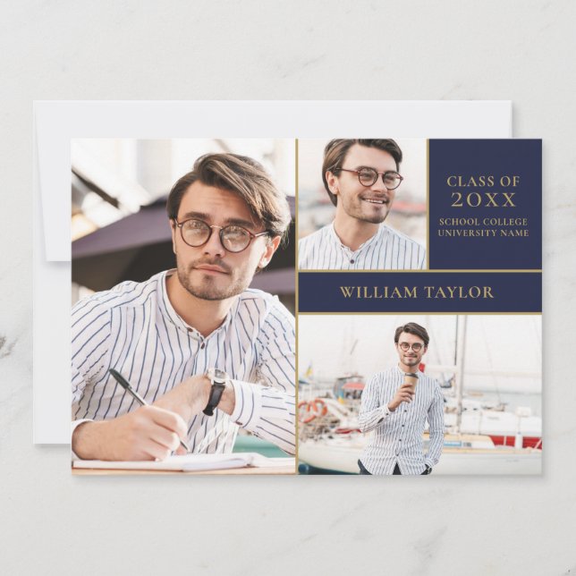 Convites Festa de formatura de Colagem de Fotografias Doura (Frente)