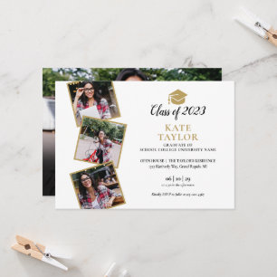 Convites Festa de formatura de Colagem de Fotografias Preta