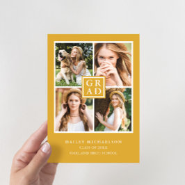 Convites Festa de formatura de Colagem de Fotos Amarela Pro
