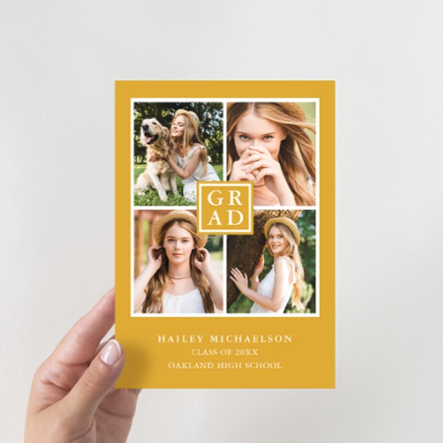 Convites Festa de formatura de Colagem de Fotos Amarela Pro (Criador carregado)