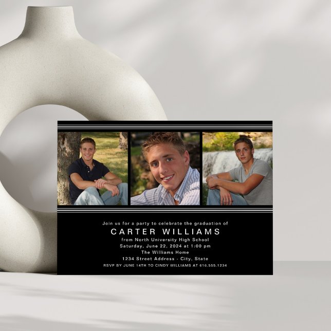 Convites Festa de formatura de Colagem de Fotos Branca Mode (Criador carregado)