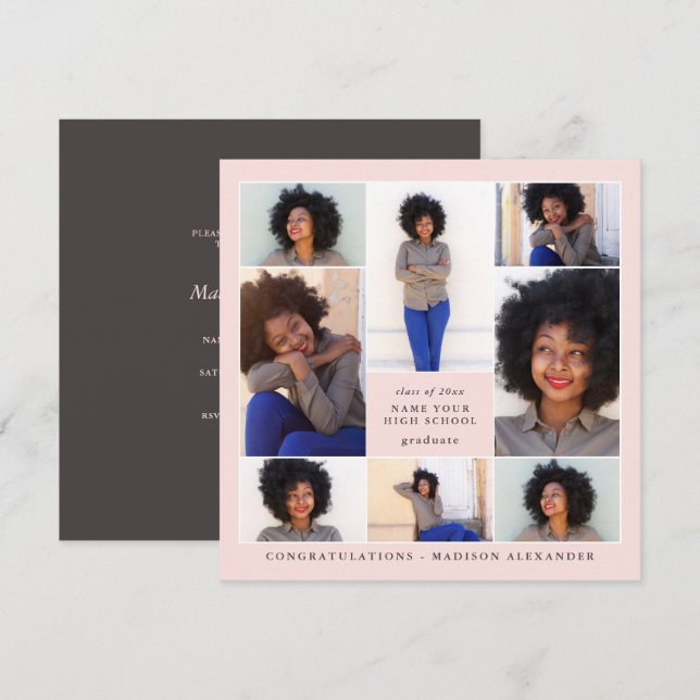 Convites Festa de formatura de Colagem de Fotos do Trendy B (Frente/Verso)