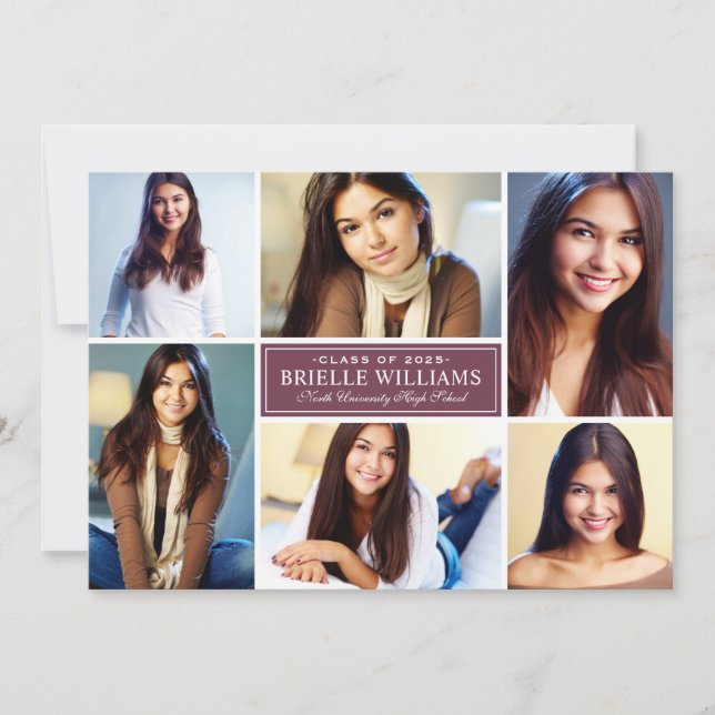 Convites Festa de formatura de Colagem de Fotos Elegante Bu (Frente)