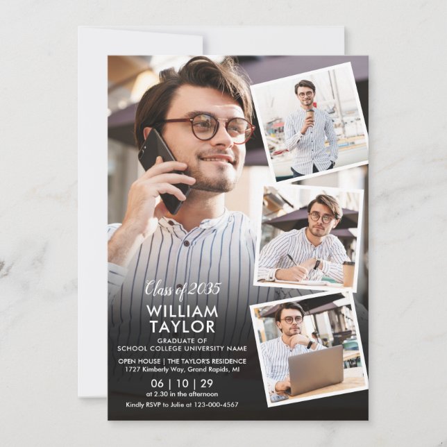 Convites Festa de formatura de Colagem de Fotos Moderna 5 (Frente)