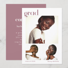 Convites Festa de formatura de Colagem de Três Fotografias 