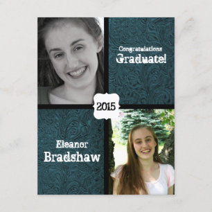 Convites Festa de formatura de couro azul da foto do olhar