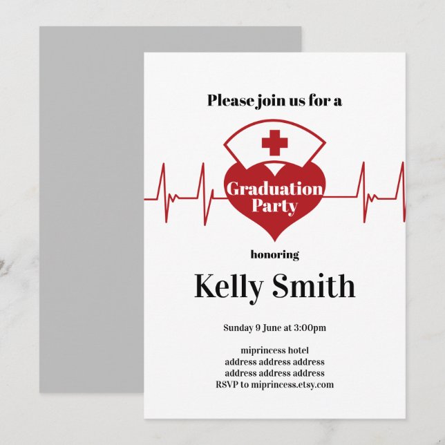 Convites Festa de Formatura de Enfermagem (Frente/Verso)