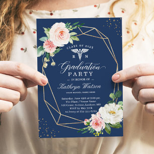 Convites Festa de formatura de Enfermeiro Geométrico Modern