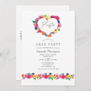 Convites Festa de formatura de Fiesta Floral de Watercolor