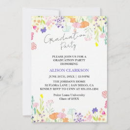 Convites Festa de formatura de flor selvagem personalizada