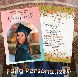 Convites Festa de formatura de flor selvagem personalizada