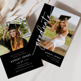 Convites Festa de formatura de Formando de Caligrafia Preta