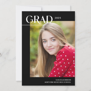 Convites Festa de formatura de Foto 2025 Chic Black & White