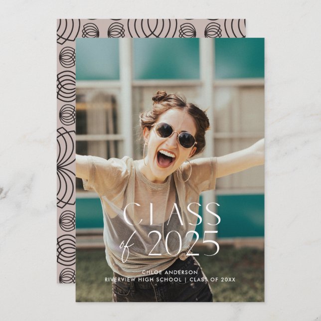 Convites Festa de formatura de Foto Branca Simples Moderna (Frente/Verso)