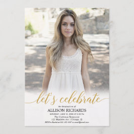 Convites festa de formatura de foto de ouro branco, celebra