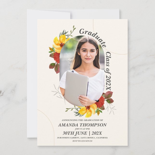 Convites Festa de formatura de Foto Elegante de Formando Bo (Frente)