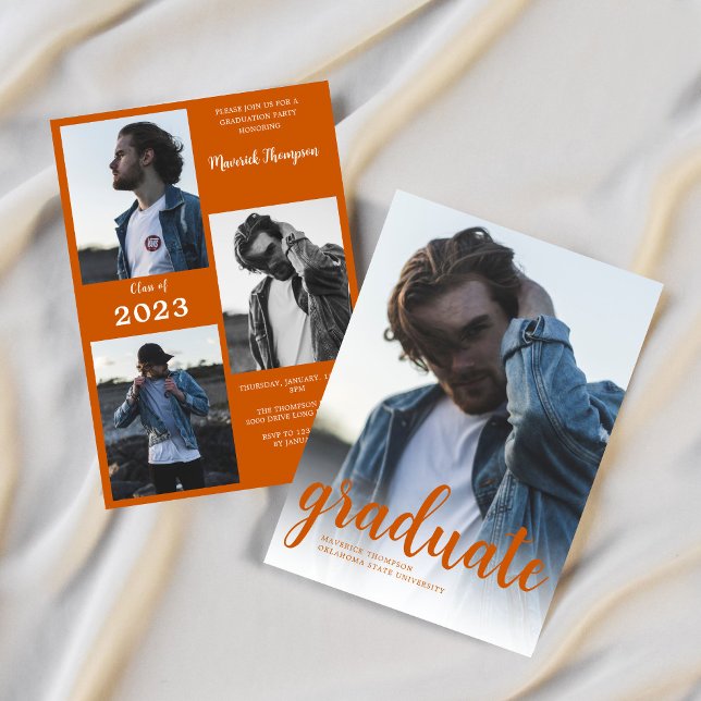 Convites Festa de formatura de Foto Laranja Mínima Queimada (Criador carregado)