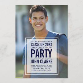 Convites Festa de formatura de Foto Masculina Moderna Overl