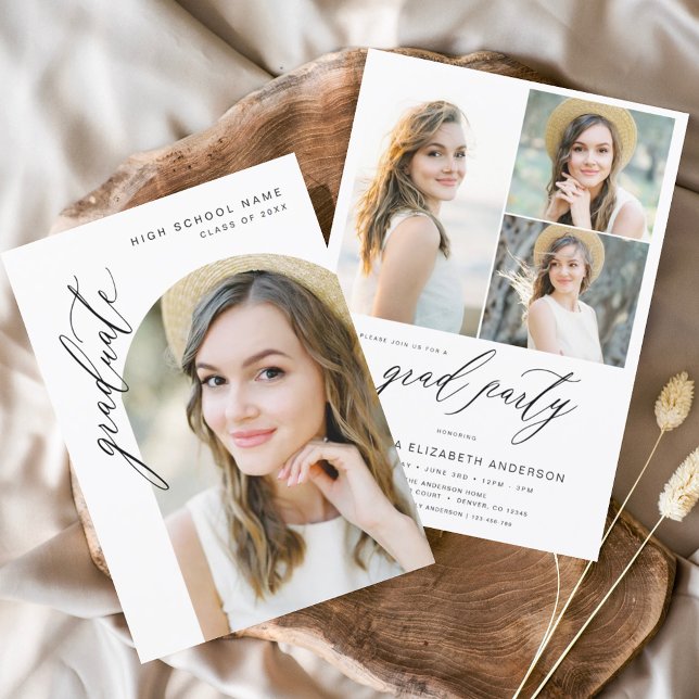 Convites Festa de formatura de Foto Moderna em Tendência (Criador carregado)