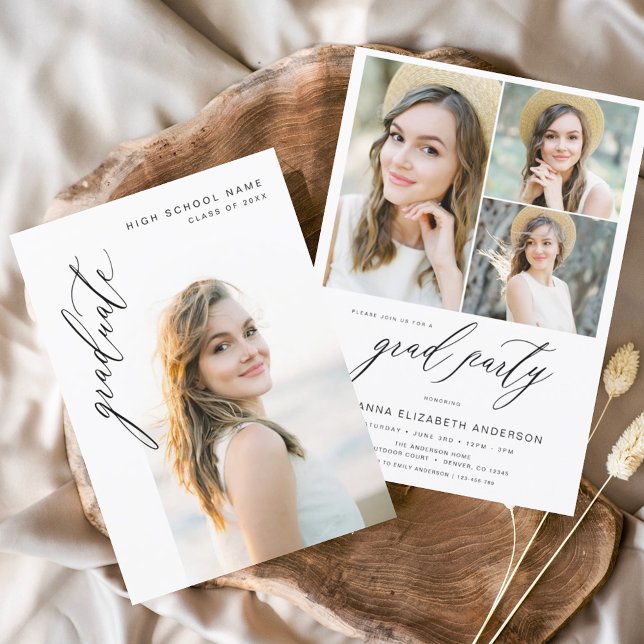 Convites Festa de formatura de Foto Moderna em Tendência (Criador carregado)