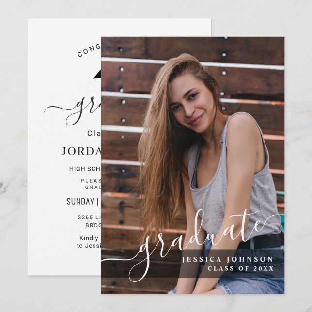 Convites Festa de formatura de FOTO Simples Moderna (Frente/Verso)