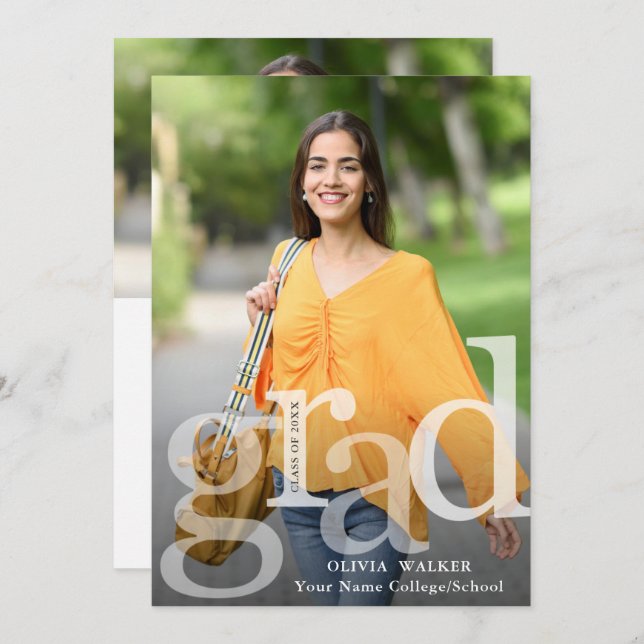 Convites Festa de formatura de FOTO White Modern 2 (Frente/Verso)