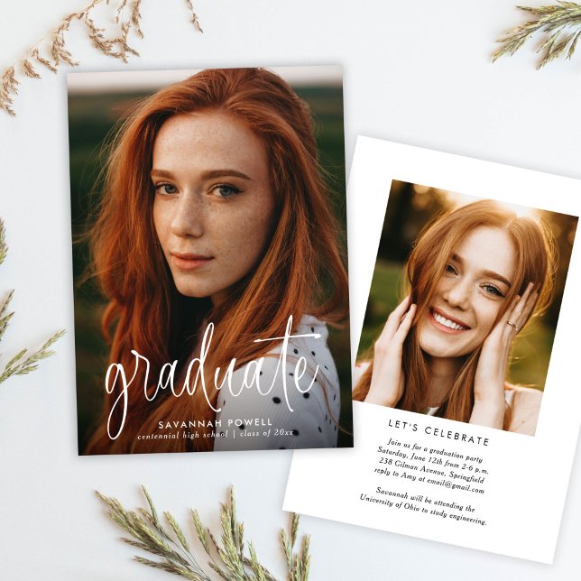 Convites Festa de formatura de Fotografia da Caligrafia Mod (Criador carregado)