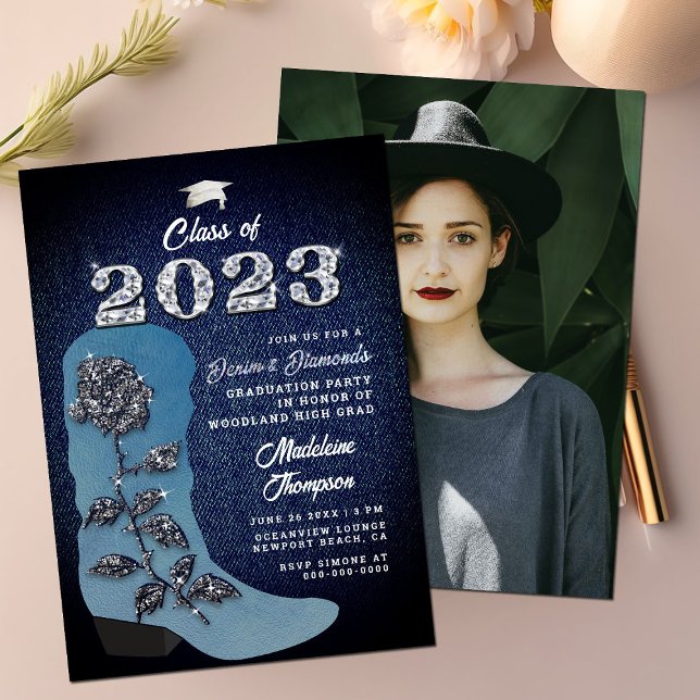 Convites Festa de formatura de Fotografia de Boot Denim Dia (Criador carregado)
