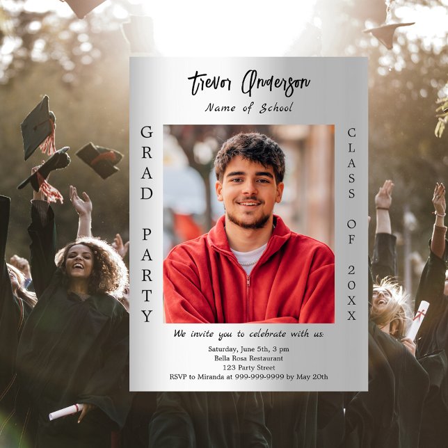 Convites Festa de formatura de fotografia de prata de 2025 (Criador carregado)